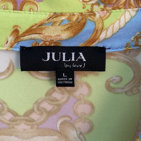 Julia by Love J Shirt Dress Womens Size Large Button Up Baroque Versailles Print - Picture 2 of 6